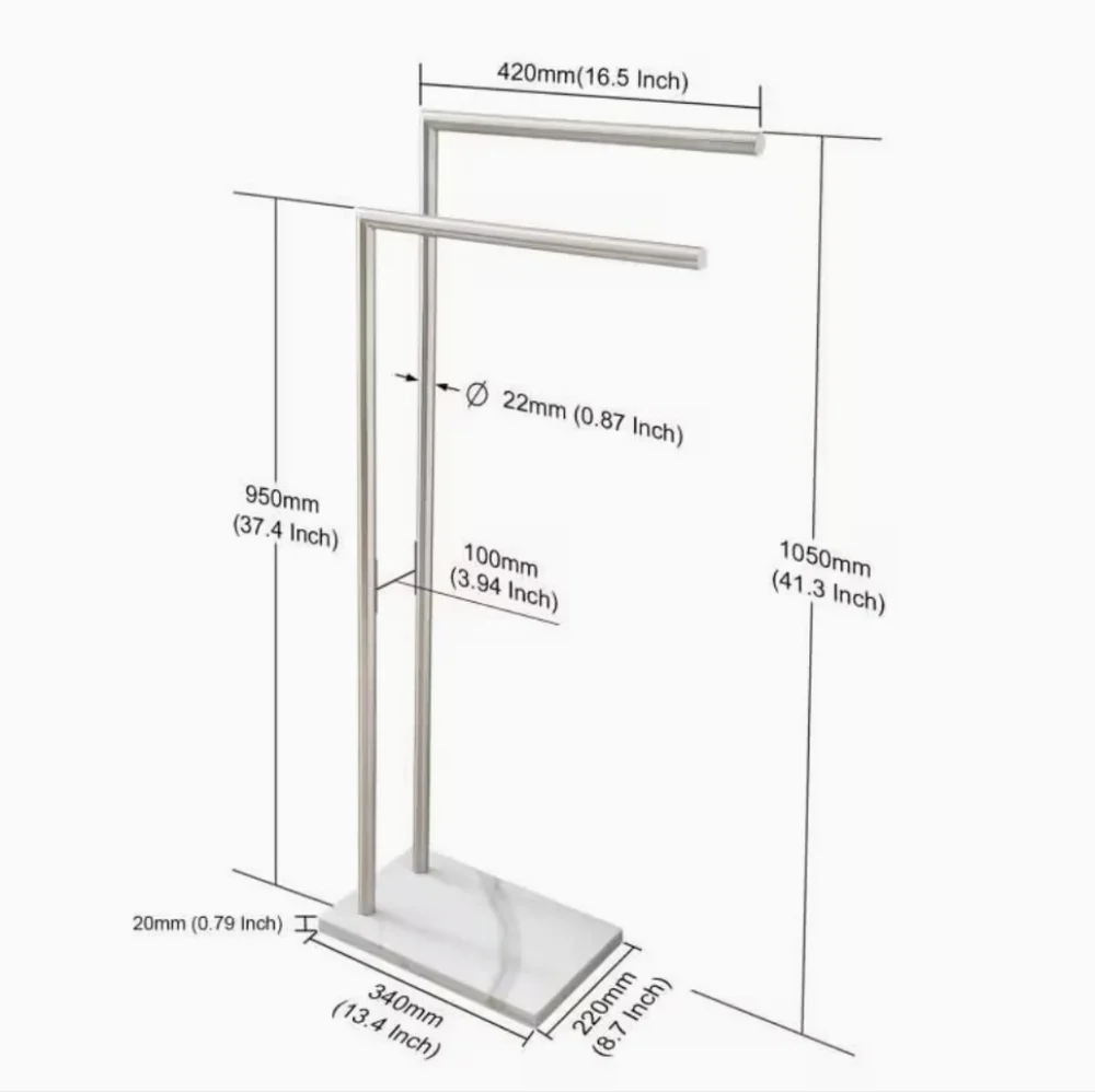 EADOT DOUBLE-L STANDING TOWEL RACK - Picture 3 of 9